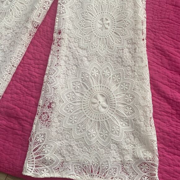 Zimmermann lace White Wide-Leg Pants, US6 - Picture 7 of 11